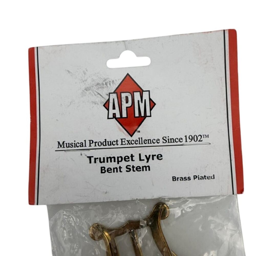 New APM #501G Trumpet Lyre Bent Stem Brass Plated Music Accessory